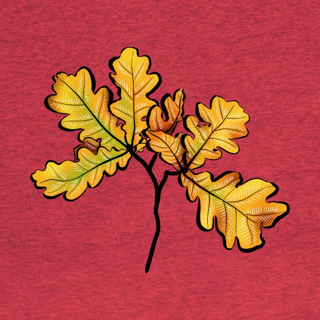 Oak Leaves Autumnal Botanical Art by Boriana Giormova